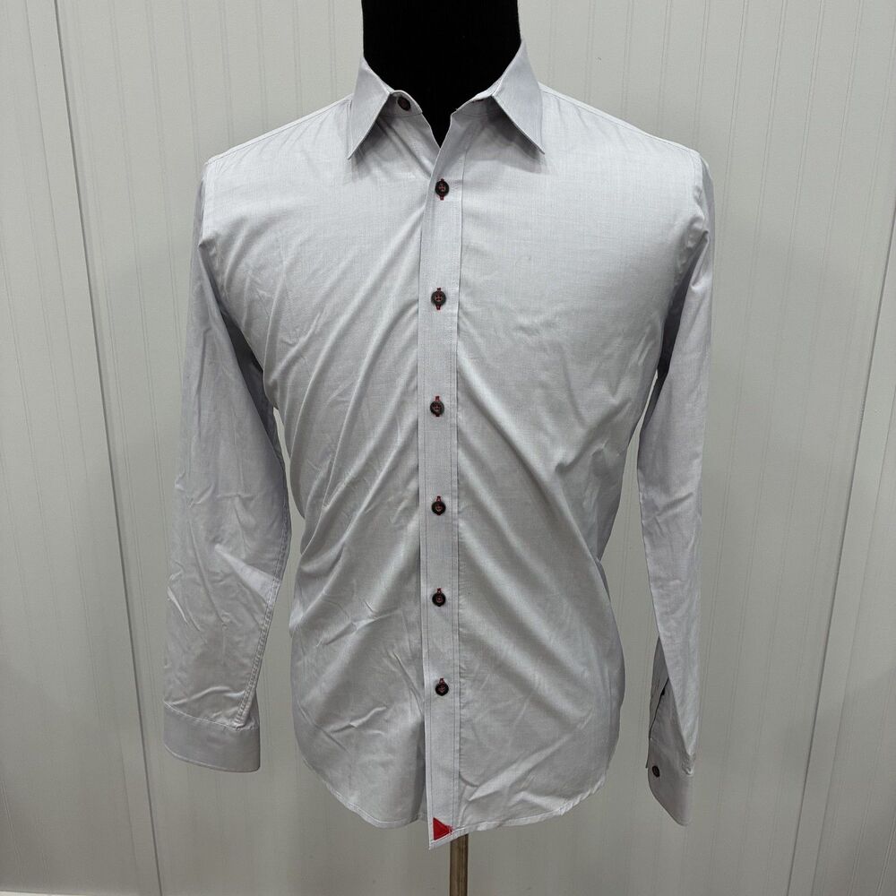 UNTUCKit Men's Large Light Gray Slim Fit Cotton Long Sleeve Button-Down Shirt
